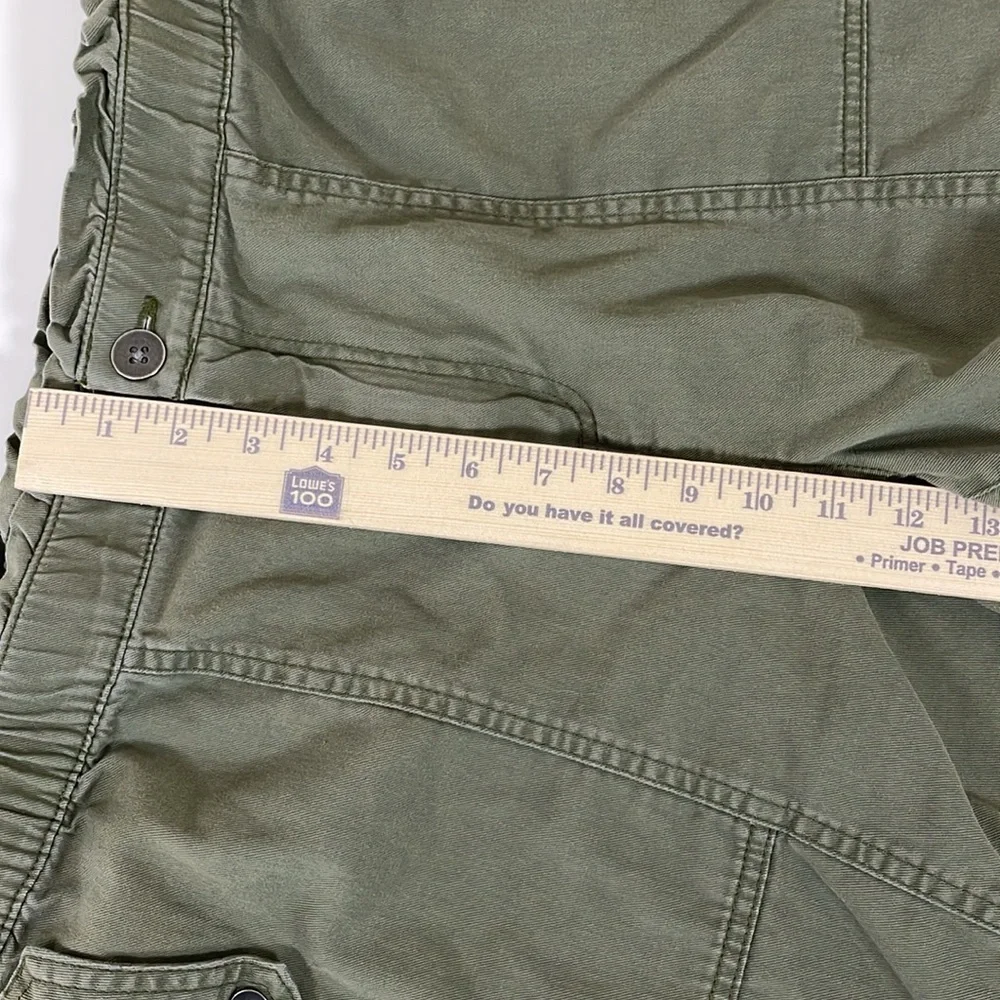 OLD NAVY Women’s Olive Paper Bag Elastic Waist Button Pockets LG Shorts‎ Casual - Picture 5 of 11